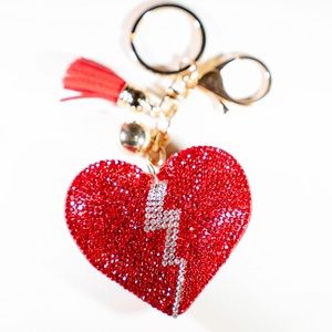 Red heart crystal handbag tassel or key ring NWT